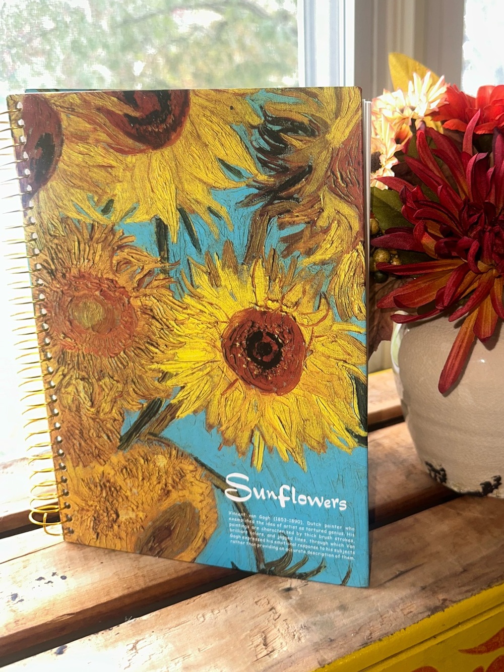 Van Gogh Sunflower, Large Spiral Notebook, 8x10, Big, Hardcover~New